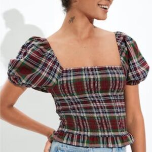 American Eagle Outfitters Multicolor Plaid Blouse
